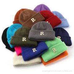 Custom Rib Cuff Cold Winter Leather Beanie Unisex 100% Acrylic Striped Embroidered 56-60cm 57*45*40cm MOQ100 1Y - Image 1