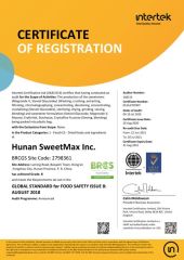 BRC certificate from Hunan Nutramax Inc.