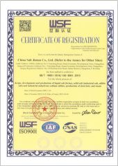 ISO 9001:2015 certificate from China Salt Jintan Co., Ltd.