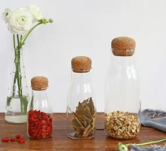 Cork Lids Round Glass Jar Storage Containers Origin China Certification CE Model NO. EB-S084 Trademark ECOLINK Type Small Package - Image 1