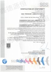 CE certificate from Changzhou Sun Plus Laminate Co., Ltd.
