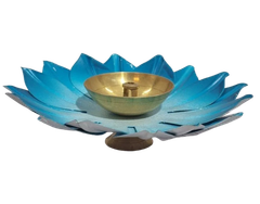 Power coating colour Metal Lotus Flower Diya, For Temple Price 75 Rupee Diya Shape Lotus Colour Blue (Base) Item Material - Image 2