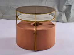 Modern Light Luxury Tempered Glass Gold Marble Coffee Table and TV Cabinet with Drawer Combination for Living Room Furniture - Tianjin Tsr Import&Export Co., Ltd