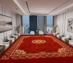 Wall to Wall Commercial Use Custom Pattern Design Axminster Floor Red Carpet for Reception Room - Image 1