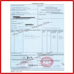 Certificate Of Origin certificate of Qingdao Hengcheng Steel Co., Ltd. – certificate photo, supplier certificates section