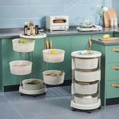 Plastic Kitchen Storage Cart 5-Layer Rotating Food Storage Rack - Image 4