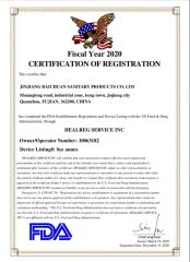 FDA certificate from Xiamen Minhongxingye Imp.& Exp. Co., Ltd.