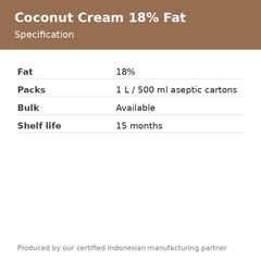Coconut Cream 18% Fat - 1L / 500ml Aseptic Packs and Bulk Supply, Made in Indonesia - Image 4