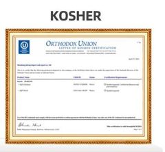 Kosher certificate from ecoedge of company limited