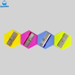 School Mini Hexagonal Handheld Portable Colored Manual Plastic Pencil Sharpeners - Image 1