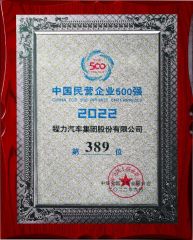 Top 500 Private Enterprises in China in 2022 certificate from Hubei Longshangxing Environmental Technology Co., Ltd