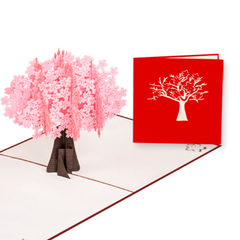 Tree Pop Up Card Colorful Design 3D Greeting Card Peach Tree Art Print Greeting Card Personalize Peach Tree Handicraft - Image 2