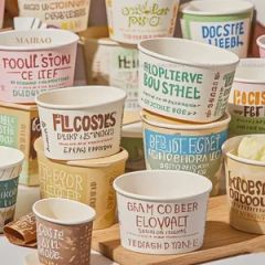 Double PE Coated Paper Ice Cream Bowl with Spoons - Image 2