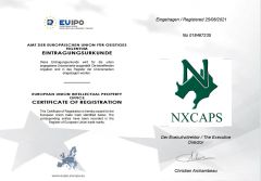 EU trademark certificate from Fushun Nxcaps Clothing Company Limited