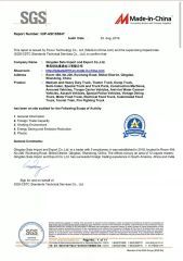 SGS Certification certificate from QINGDAO SATA IMPORT AND EXPORT CO., LTD.