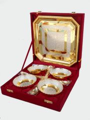 Gift Sets Size 9" Material Brass Texture Velvet Occasion Diwali, Wedding Intended Use Corporate Gift Finishing Gold/silver - Image 1