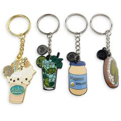 Promotional Metal Craft Metal Key Chains Custom Logo Keyring Cute Bubble Milk Tea Boba Keychain - Image 2