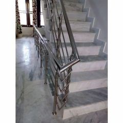 Stainless Steel Stair Railing Size Customized Position Interior Shape Rectangular Grill Design Simple Color Options - Khan Fabrication
