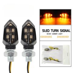 Motorcycle Mini Turn Signals 12V LED - 5-LED Amber Lights for Custom Bikes & Scooters - Image 2