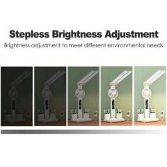 Rechargeable Table Lamp for Study, Desk Lamp Reading Light LED Table Light with Fan, LED Clock Display Reading Light - Image 3