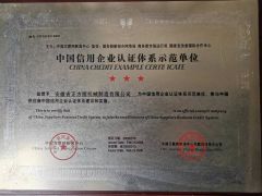 China credit certificate certificate from ZFY Machine Manufactory (ANHUI) Co., Ltd.