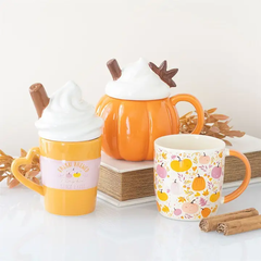 Pumpkin Cream Lidded Autumn Mug - Image 2