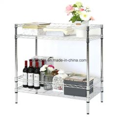 Free Standing 2 Tier Adjustable Chrome Metal Wire Storage Rack Organization with Shelf Frames - Image 1