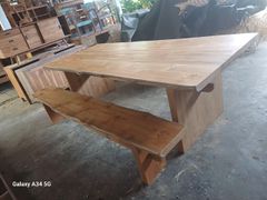 Dining table teak wood solid thickness 7 cm Table Thickness 7 Cm Production Capacity 10 Units/month Chair Dimensions 240 Cm X 35 Cm X 47 - Image 2