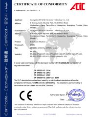 Kids Game Machines CE-EMC certificate from Guangzhou EPARK Electronic Technology Co., Ltd.