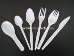 White PP Disposable Tableware Plastic Cutlery - Image 1