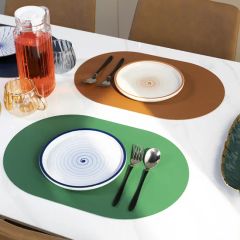 Hot Selling Leather Placemats Factory Oval Shape Dining Table Mat PVC Leather Place Mats Table Mat - Image 4