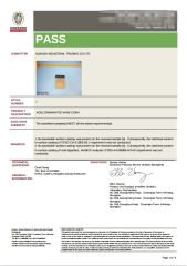 Test Report for Cork Stopper certificate of Xi'an Senmeng Cork Co., Ltd – certificate photo, supplier certificates section