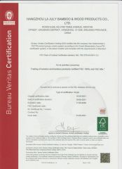 FSC Bamboo Certification certificate of Hangzhou La July Bamboo & Wood Products Co., Ltd. – certificate photo, supplier certificates section