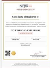 Tax Identification certificate certificate from Selensebobo Enterprise
