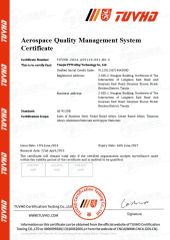 AS9120 certificate from Tianjin ZYTC Alloy Technology Co., Ltd