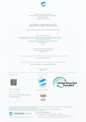 grs certificate of Quanzhou Golden Nonwoven Co., Ltd. – certificate photo, supplier certificates section