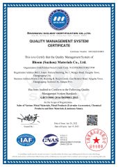 ISO9001 certificate from Bloom (Suzhou ) Materials Co., Ltd.