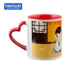 Js Coatings Sublimation Mugs 11oz Inner Rim Color Mug with Heart Handle (Red) - Image 3