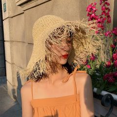 Handcrafted Large Brim Foldable Beach Sun Protection Straw Hat - Image 2