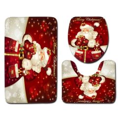 Christmas Bath Rug Set 3 Pieces Bathroom Mats Set Origin China Design Kilim Thickness 4cm Technics Printed Feature - Image 3