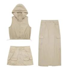 Women Urban Chic Hooded Top and Low Waist Skirt Set with Workwear Vibes Streetwear Style Top Mini Skirt Set Causal Wear Crop Top Dress Low MOQ Factory Price - Mingteng Clothing Factory Ltd.