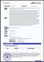 MIC certificate of Qingdao Sanzeo Machinery Manufacturing Co., Ltd – certificate photo, supplier certificates section