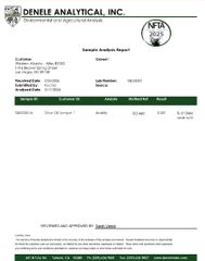 Lab test certificate from Atlas Evoo