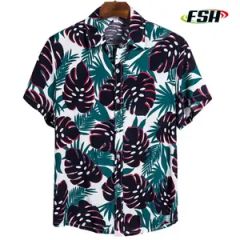 Custom Logo Design Sublimation Print Beach Wear Polyester Button Down Hawaiian Shirt - Image 3