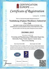 ISO 9001 certificate from Youbisheng (Fujian) Machinery Industrial Co., Ltd.