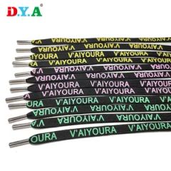 Multi Color Design Plyester Flat Cord Printed Cord with Metal Tip for Hoodie Garment Accessory - Suzhou D. Y. Apparels Accessory Co., Ltd.