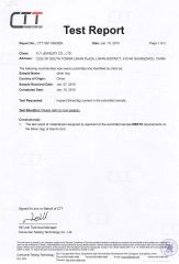 Silver content detection certificate from YLY JEWELLERY CO., LTD.