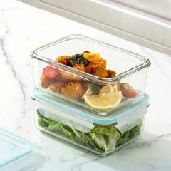 Borosilicate Rectangular /Square/Round Glass Food Storage Container Glass Crisper with Plastic Lid Lunch Bento Boxes - Image 4