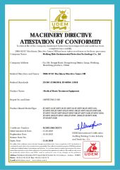CE certificate from Weifang Zhite Environmental Protection Technology Co., Ltd.