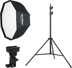 Portable 80cm Octagon Softbox Kit with 190cm Light Stand & Hot Shoe Holder - Image 1